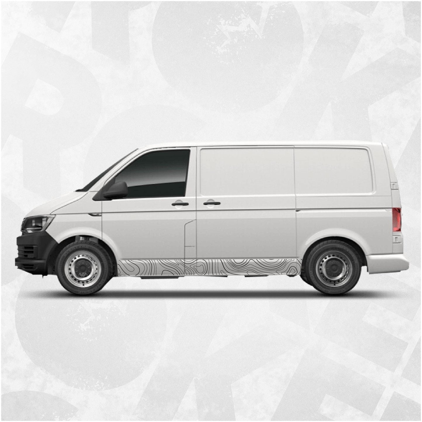 Topographic Side Stripe Map Decal fits VW Transporter T5 T6 T6.1 - left and right side stickers