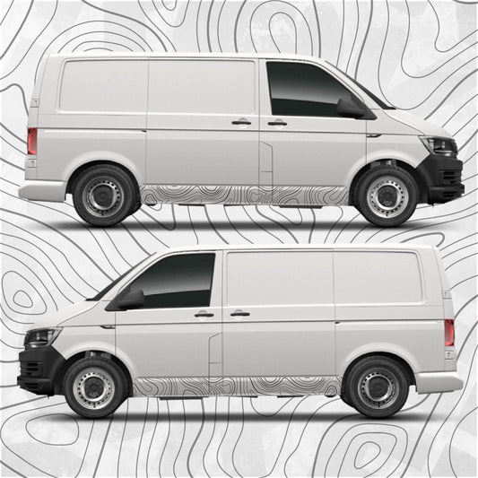 Topographic Side Stripe Map Decal fits VW Transporter T5 T6 T6.1 - left and right side stickers