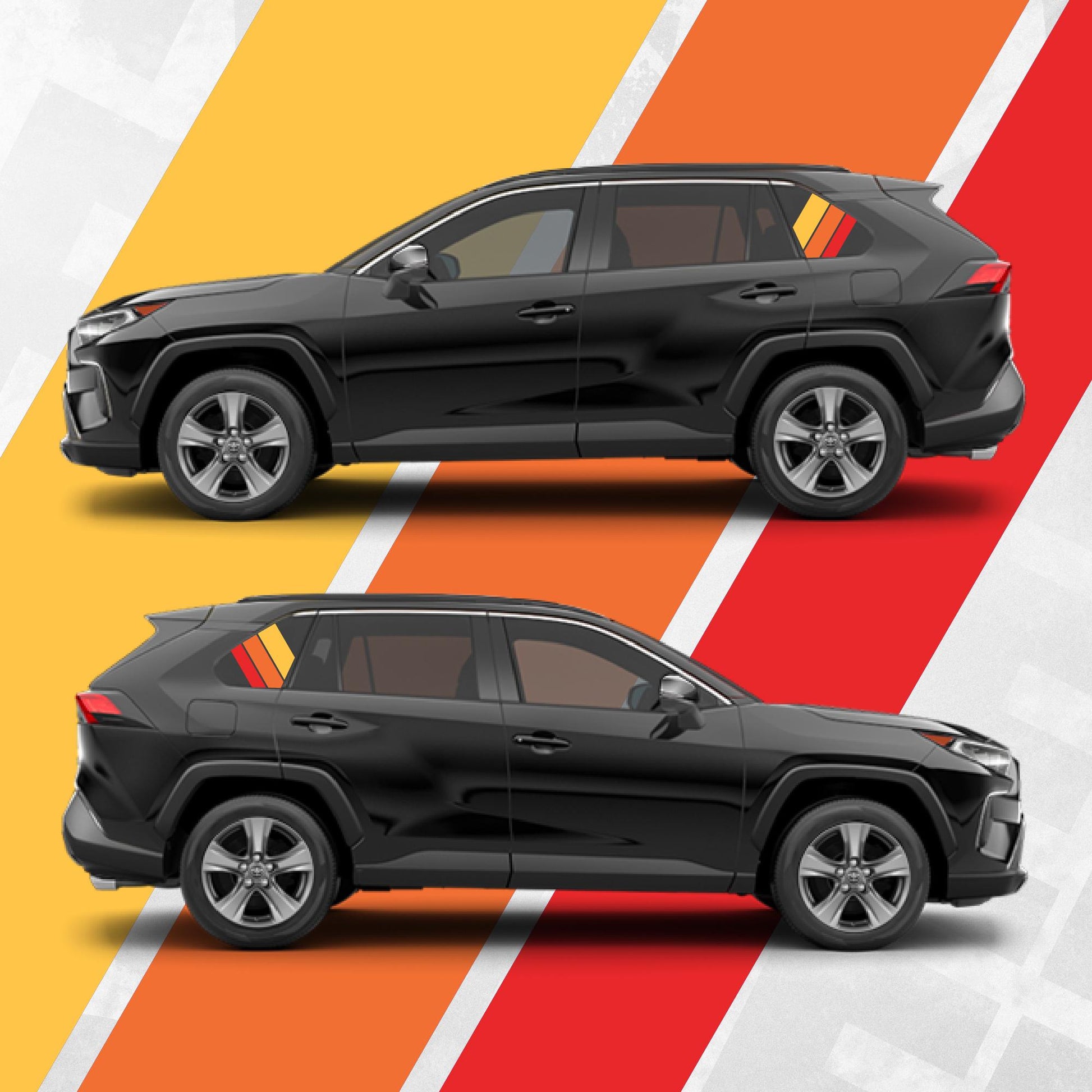 RAV4 Window Decal - Vintage racing stripes - Compatible with Toyota RAV4 - Set of 2