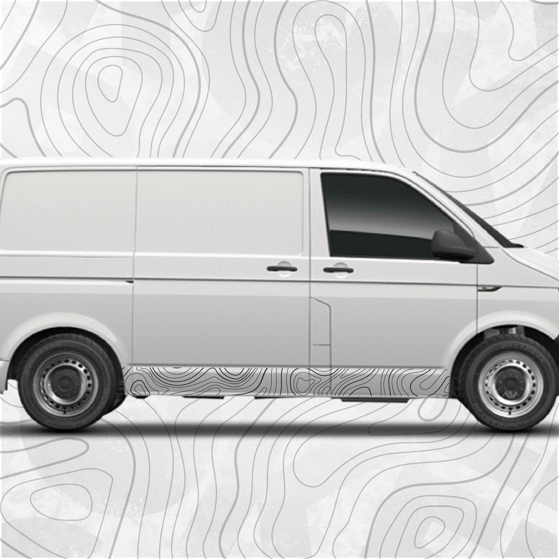 Topographic Side Stripe Map Decal fits VW Transporter T5 T6 T6.1 - left and right side stickers