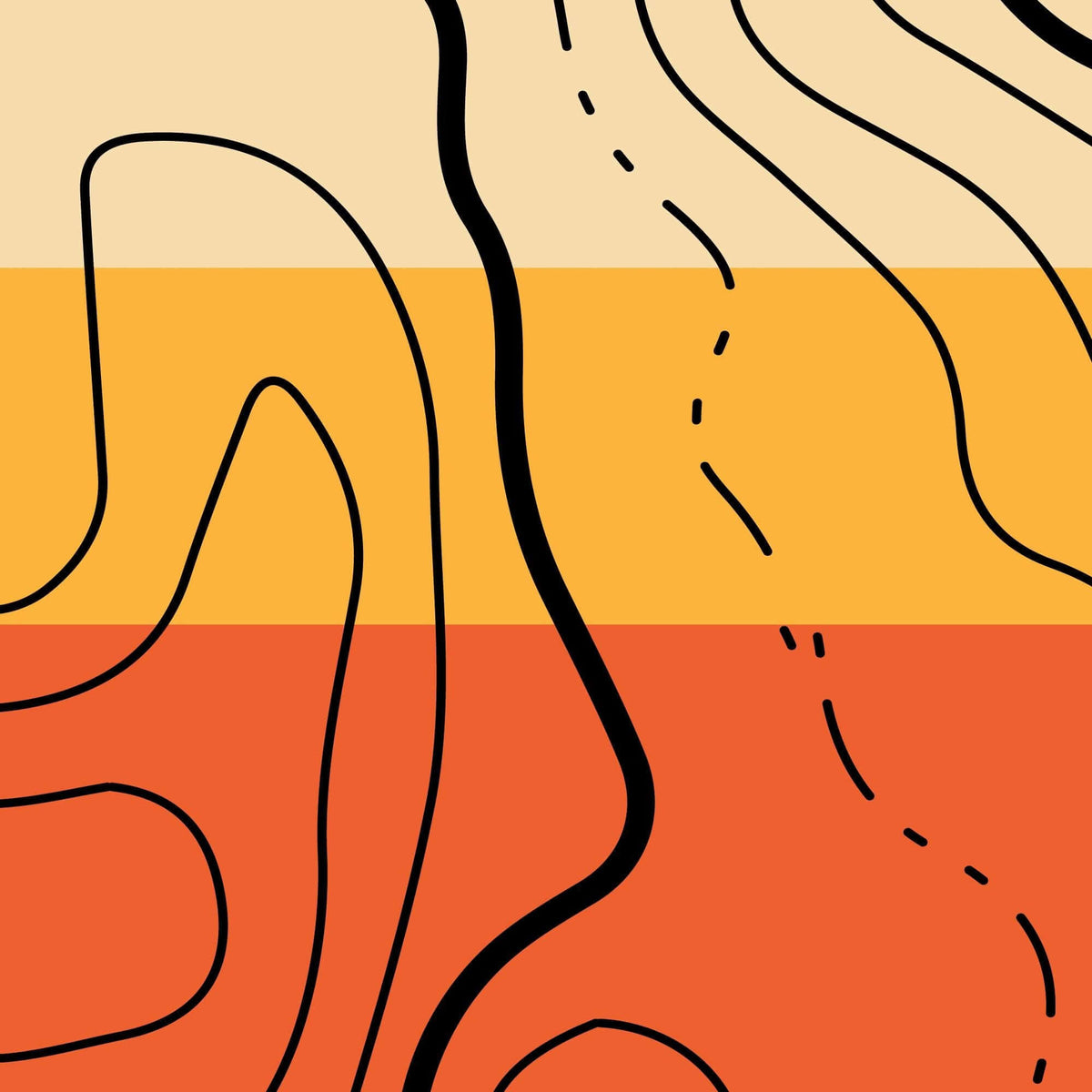 Toyota Sienna Sunset Topographic Side Stripe Decal design featuring layered contour lines in warm sunset tones.