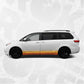 Toyota Sienna Sunset Topographic Side Stripe Decal on a white minivan side view