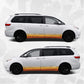 Toyota Sienna Sunset Topographic Side Stripe Decal on a white minivan with sunset colors