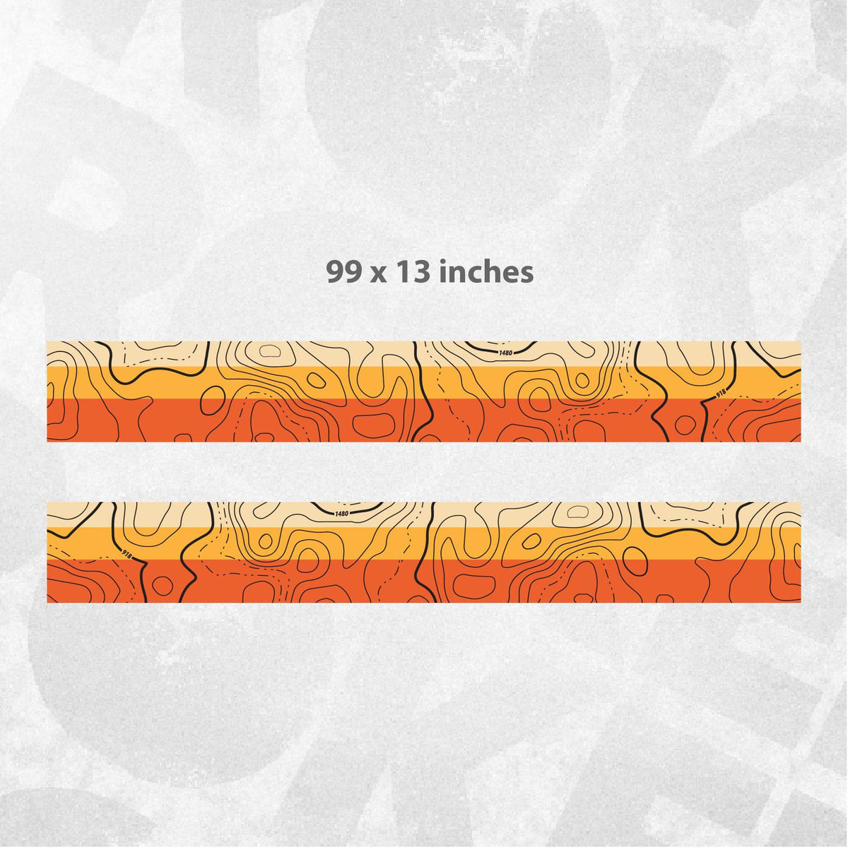 Toyota Sienna Sunset Topographic Side Stripe Decal, 99 x 13 inches, featuring warm sunset gradient topographic design.