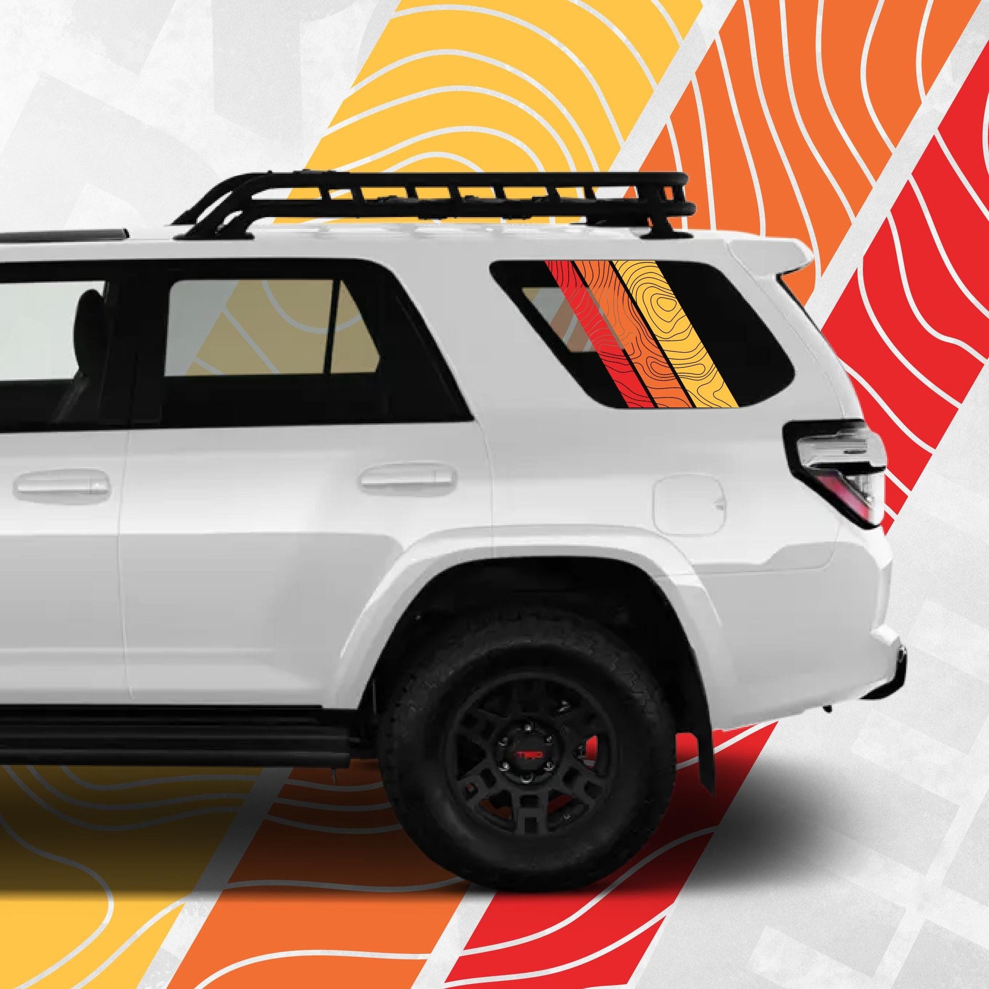 4Runner Window Decal - Topographic Vintage Racing Stripes - Compatible with Toyota 4Runner 5th generation