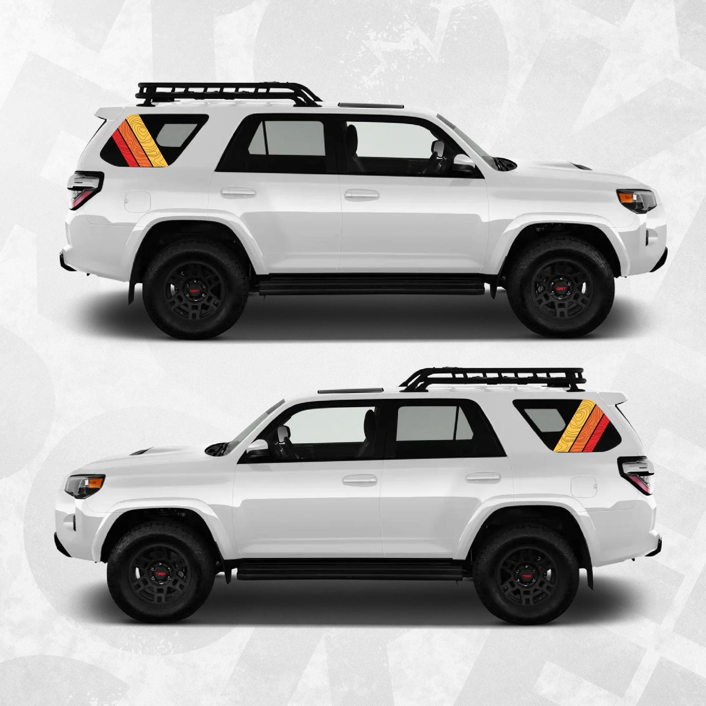 4Runner Window Decal - Topographic Vintage Racing Stripes - Compatible with Toyota 4Runner 5th generation