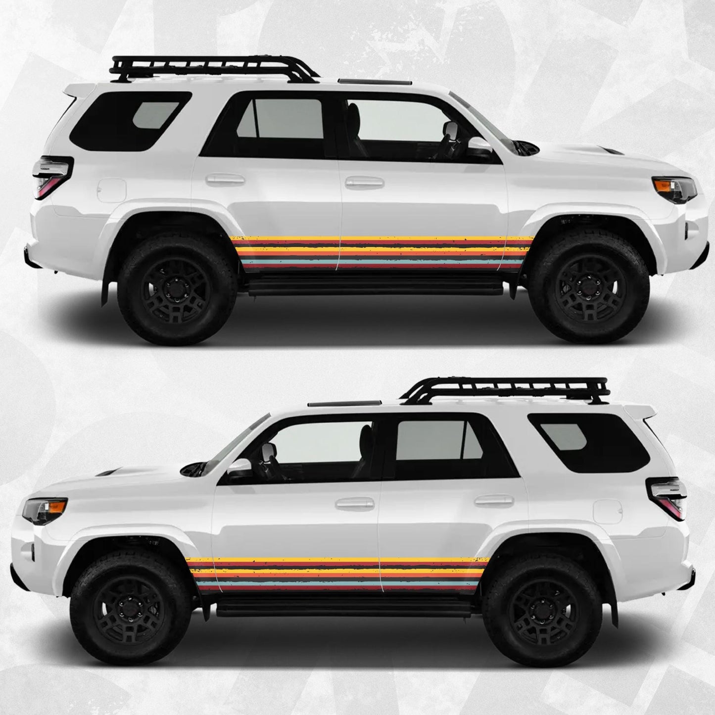 Toyota 4Runner 5th Compatible - Retro Grunge Side Stripe Decal - Wrap SUV