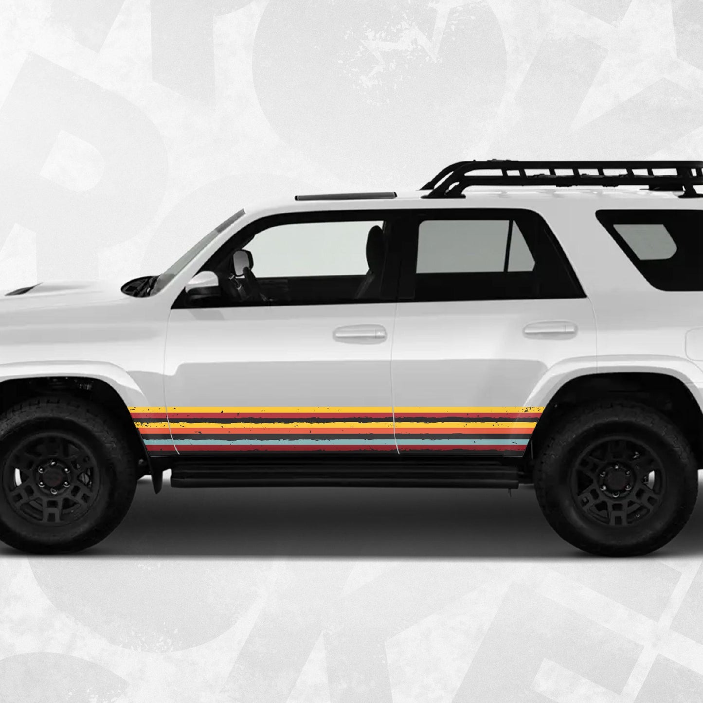 Toyota 4Runner 5th Compatible - Retro Grunge Side Stripe Decal - Wrap SUV
