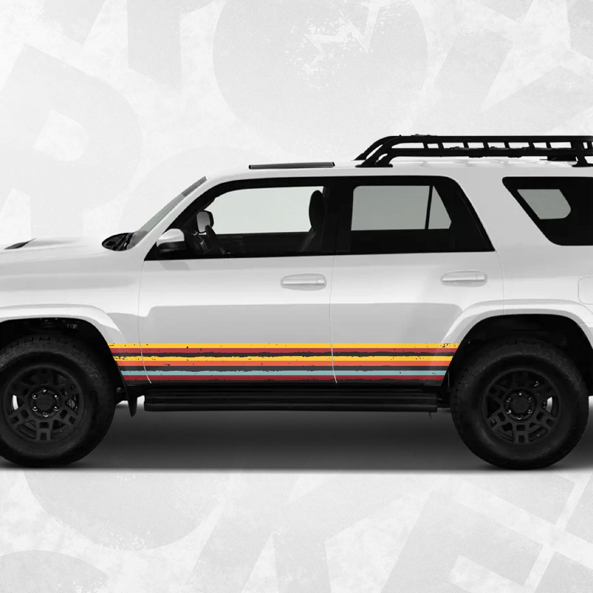 Toyota 4Runner 5th Compatible - Retro Grunge Side Stripe Decal - Wrap SUV