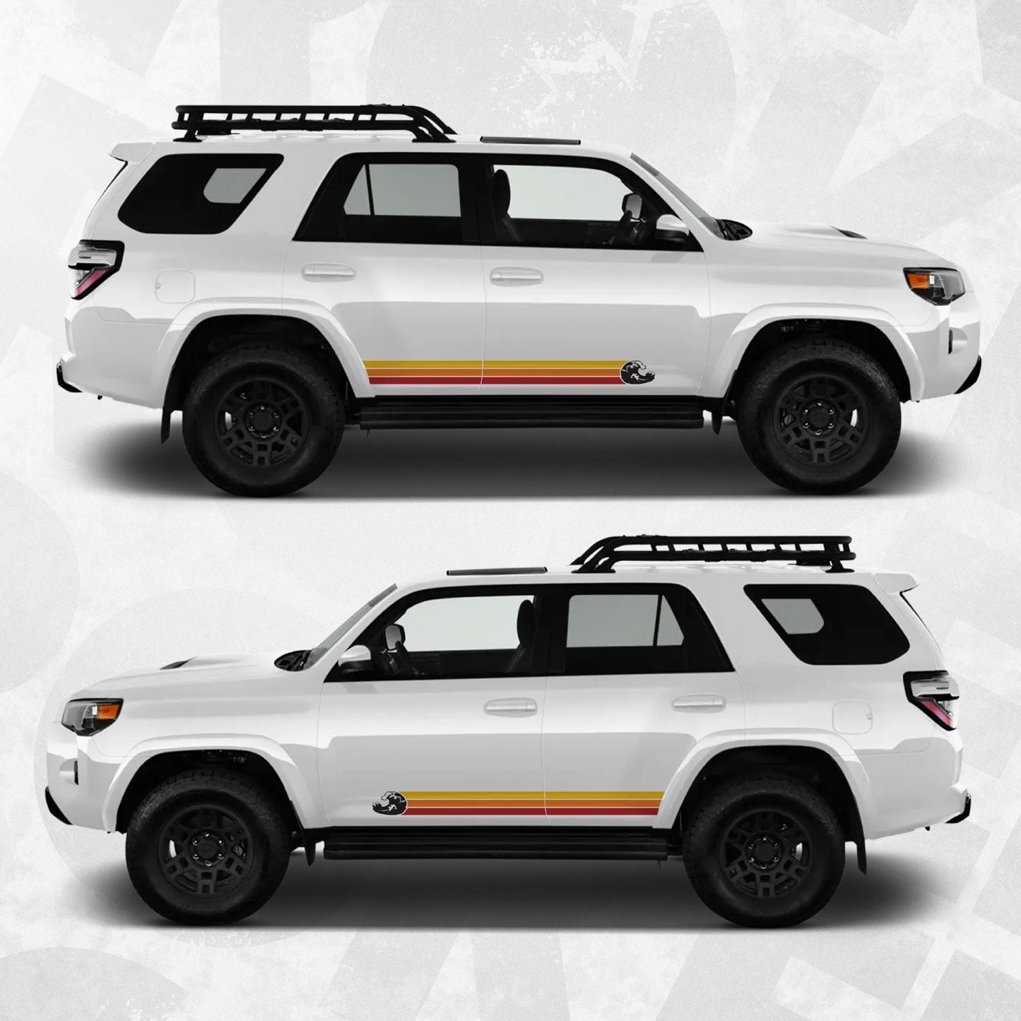 Retro Wave Rocker Panel Decal – Great Wave Car Side Stripe Sticker – Universal Fit SUV Truck Van Graphic