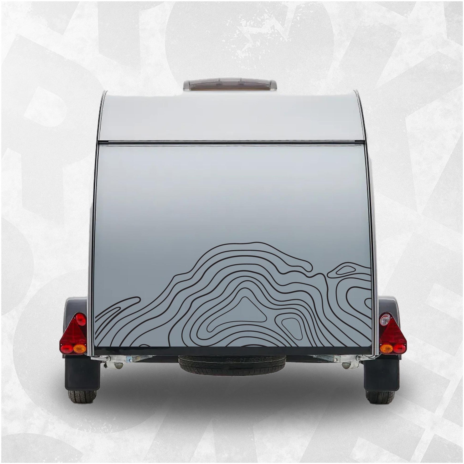 Topographic Camper Decal – Contour Map Vinyl Sticker for RV, Trailer, or Van – Large Adventure Graphic