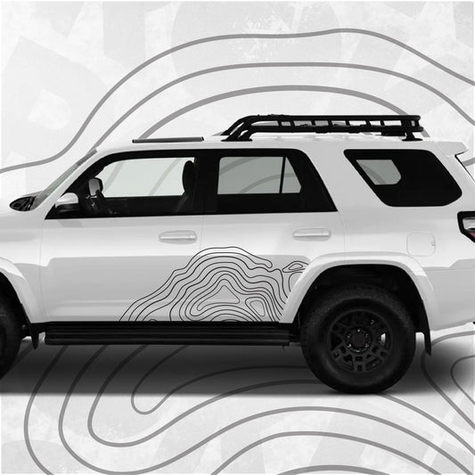 Topographic Side Graphics Toyota 4Runner 5th Gen Compatible – Side Car Decal – Fits SUVs, Vans, Trucks