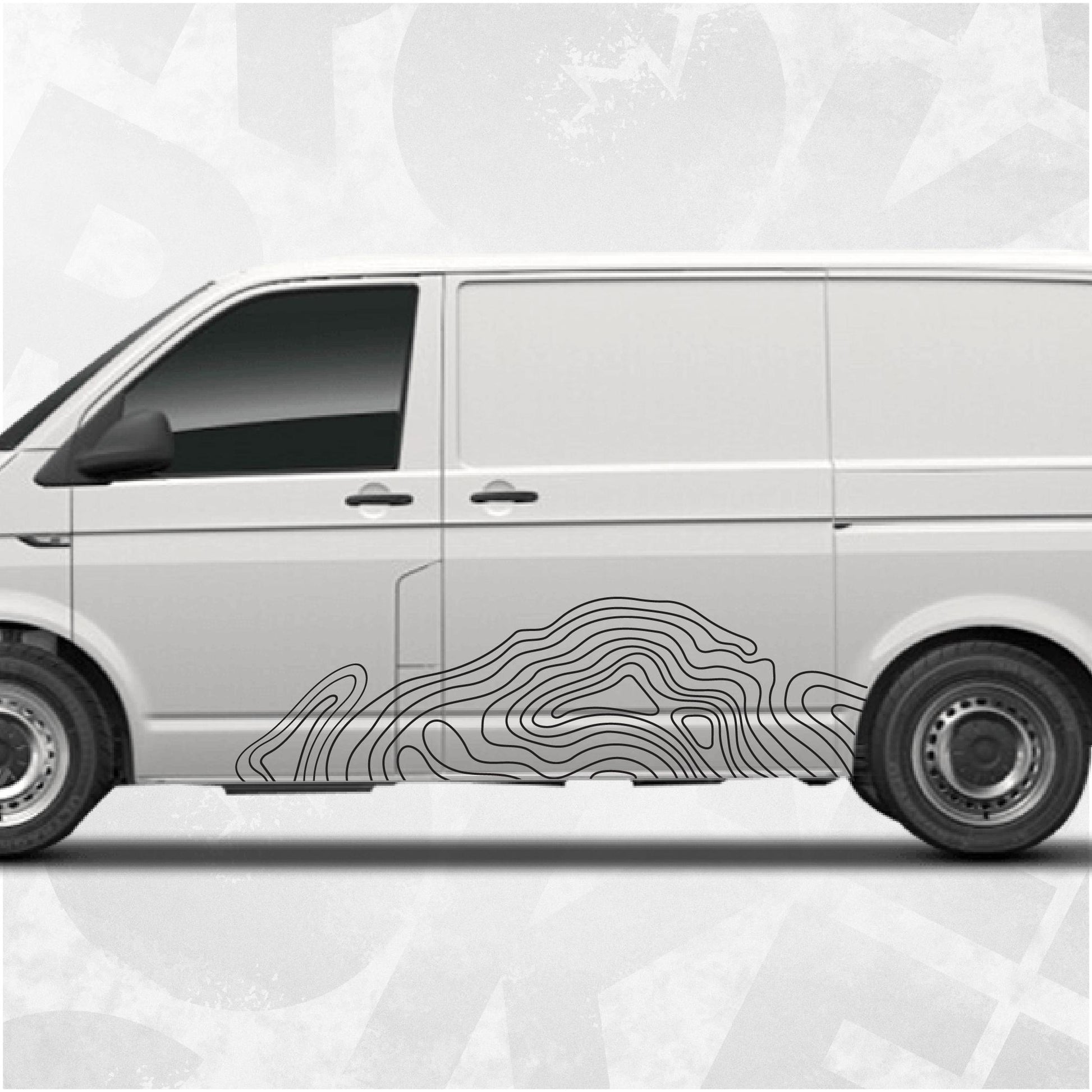 Van Topographic Map Pattern Decals - Car Vinyl Decal - Universal Fit Adventure Decal Kit