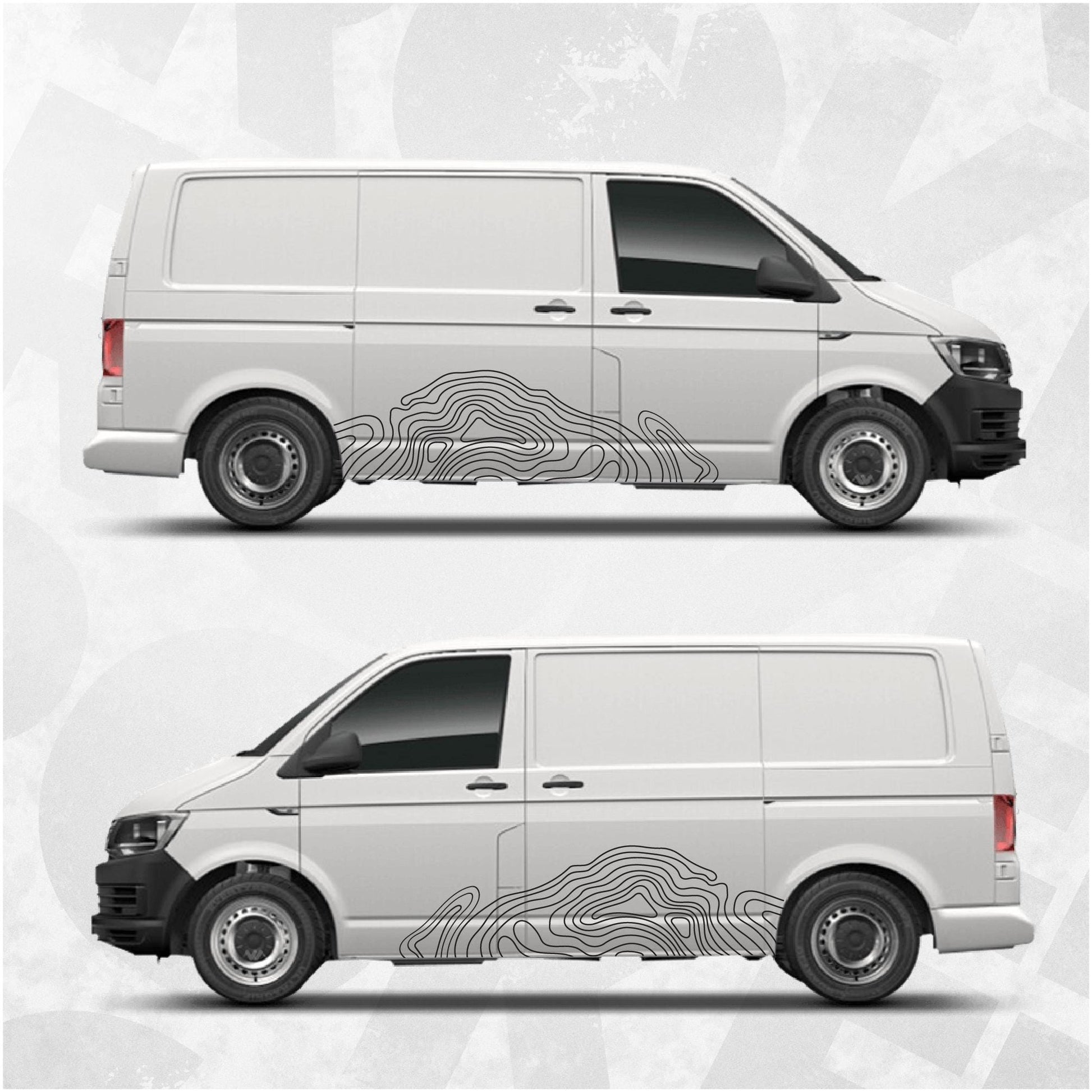 Van Topographic Map Pattern Decals - Car Vinyl Decal - Universal Fit Adventure Decal Kit