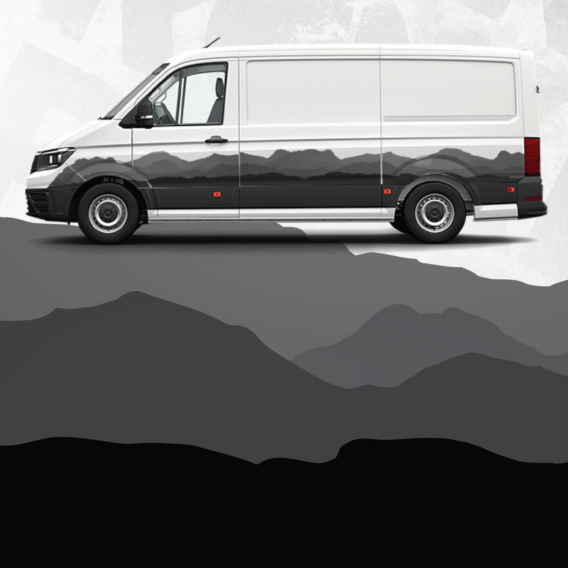 Camper Van Decals Black Mountain Adventure - Volkswagen Crafter MWB Compatible 2017 - present