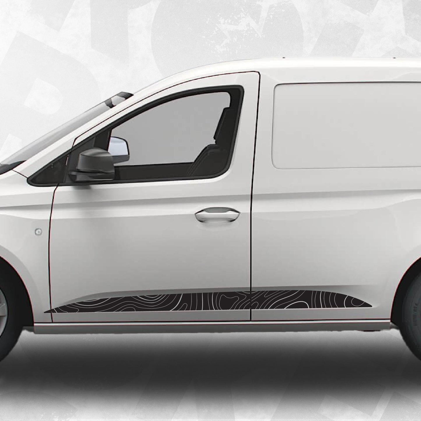 VW Caddy MK5 Topographic Map Side Stripe Decals for Volkswagen Caddy Van - set of 2