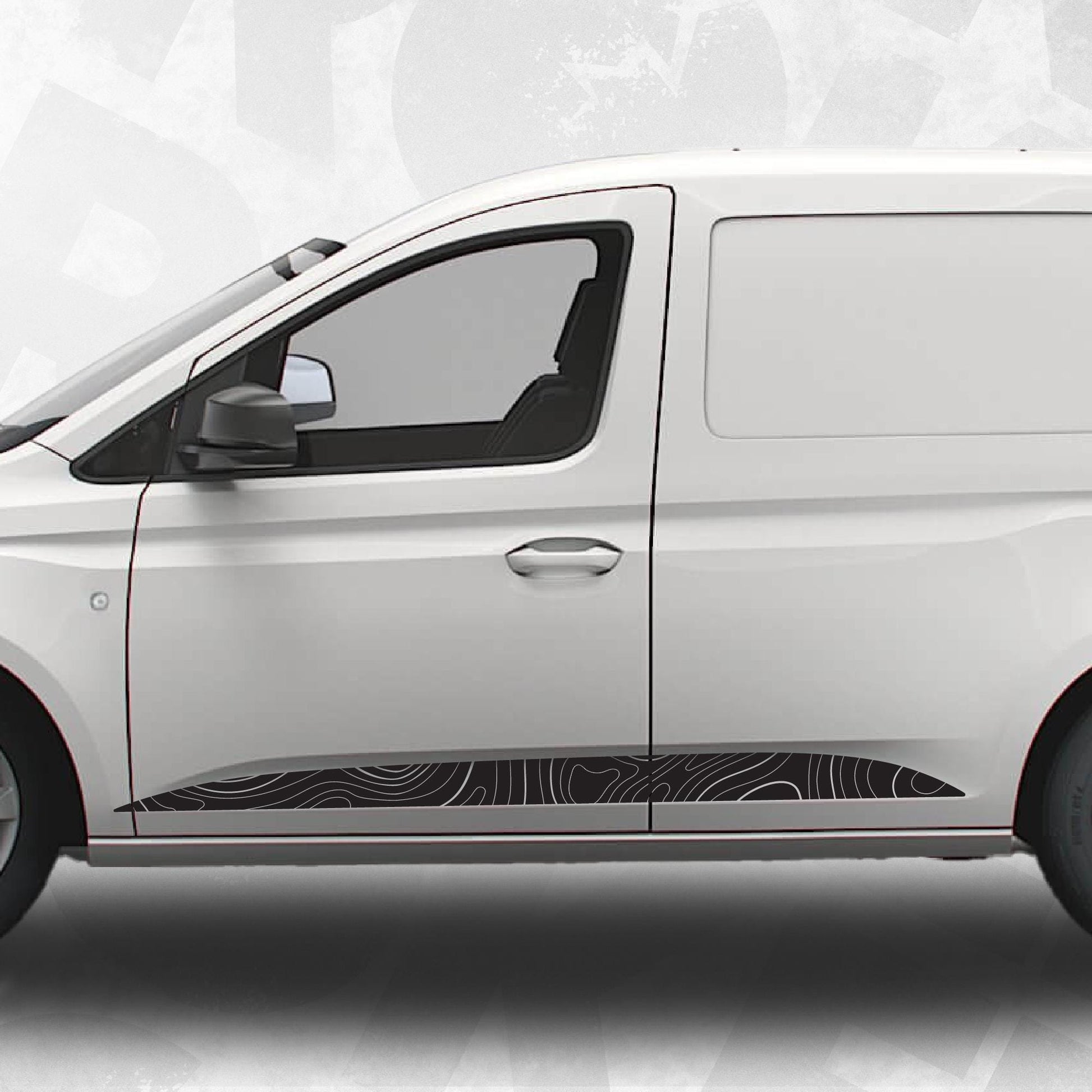 VW Caddy MK5 Topographic Map Side Stripe Decals for Volkswagen Caddy Van - set of 2