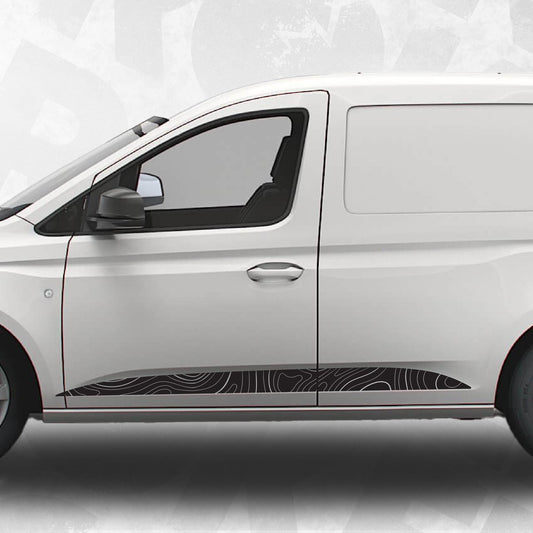 VW Caddy MK5 Topographic Map Side Stripe Decals for Volkswagen Caddy Van - set of 2