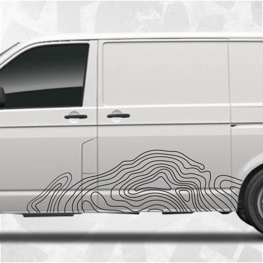 Van Topographic Map Pattern Decals - Car Vinyl Decal - Universal Fit Adventure Decal Kit
