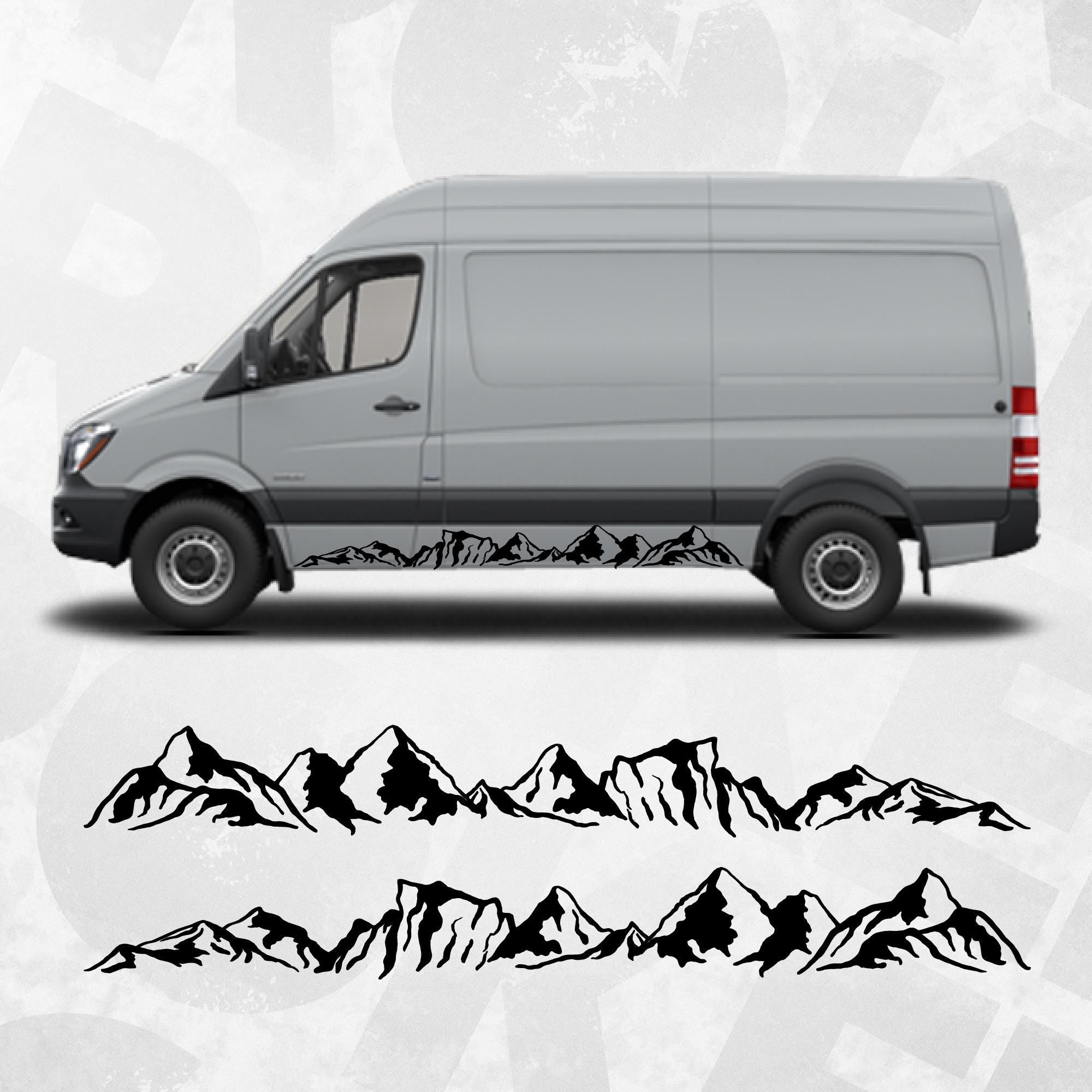 Mountain Side Decals for Sprinter SWB – Adventure Vinyl Rocker Panel G