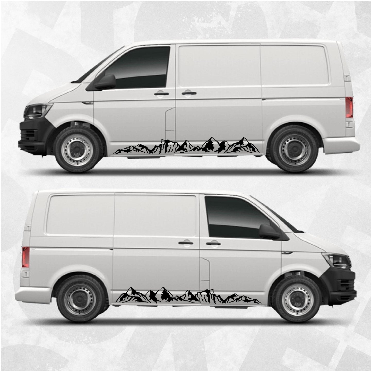 Mountain Side Stripe Decal Kit for VW Transporter T5 T6 – Off-Road Vinyl Graphics Set