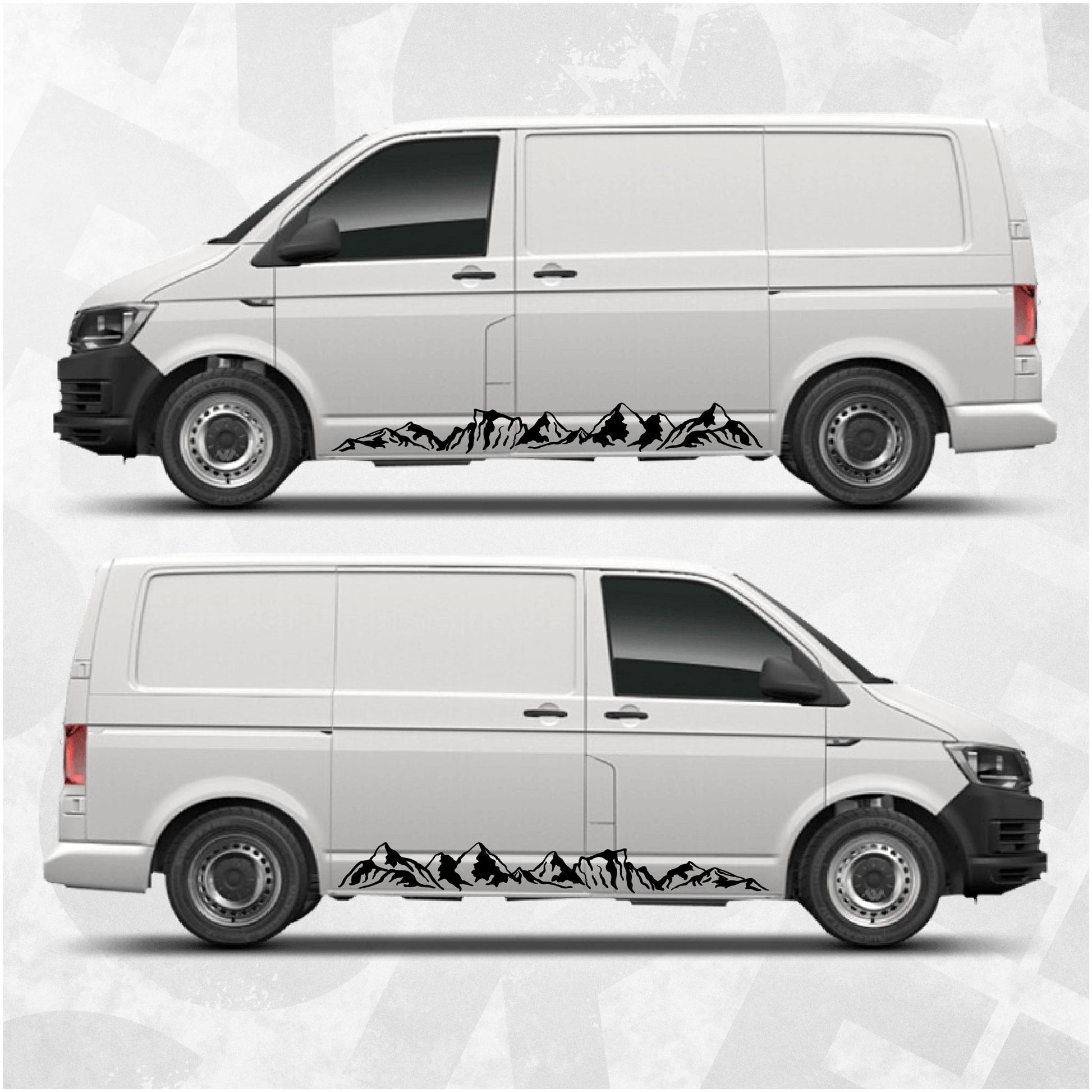 Mountain Side Stripe Decal Kit for VW Transporter T5 T6 – Off-Road Vinyl Graphics Set