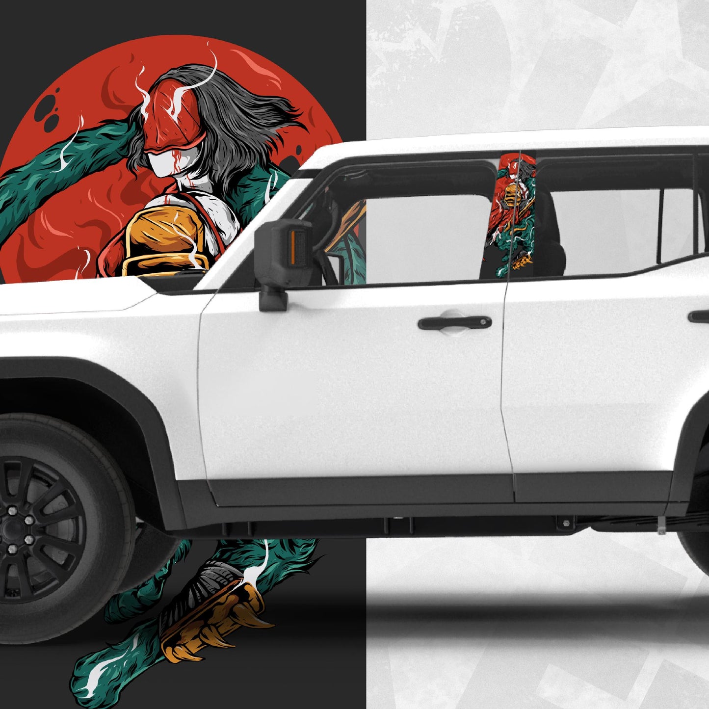 samurai car vinyl door pillar wrap