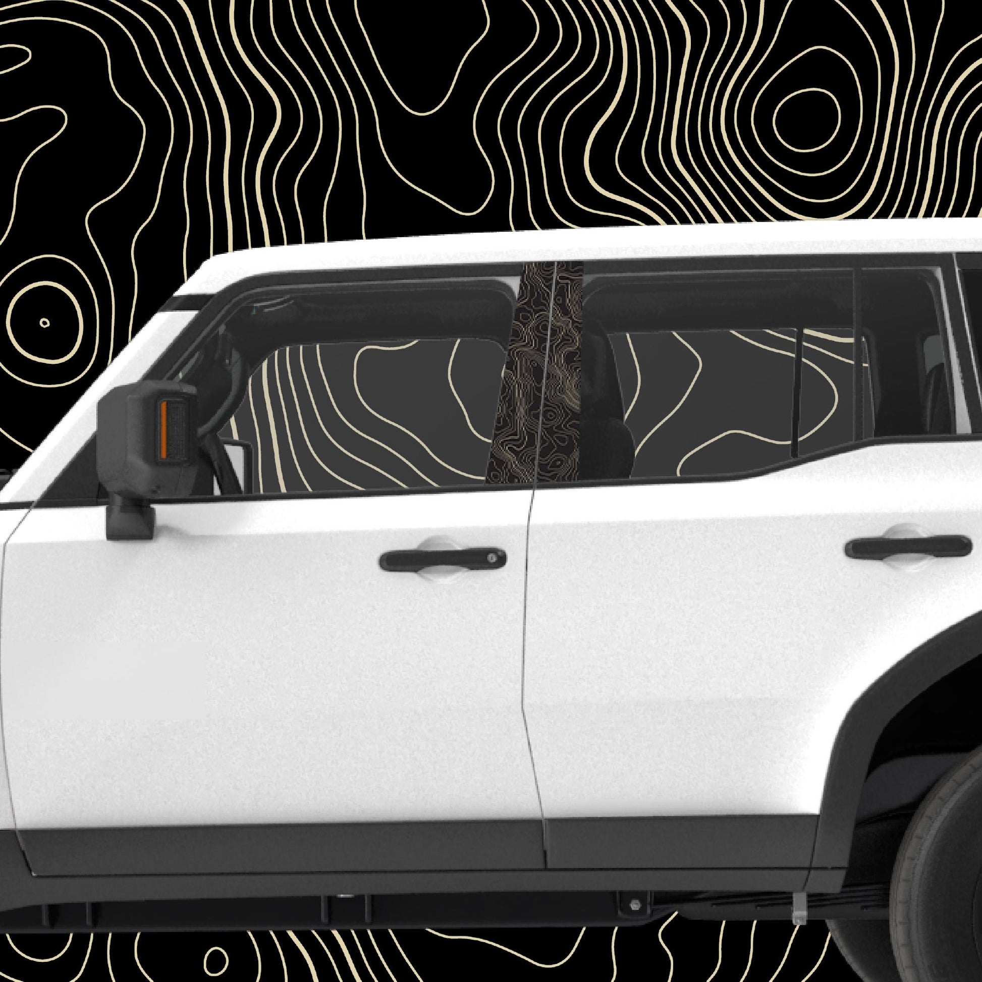 Topographic Door Pillar Vinyl Wrap – SUV Car Graphic Livery Decal Set | Matte or Gloss Finish