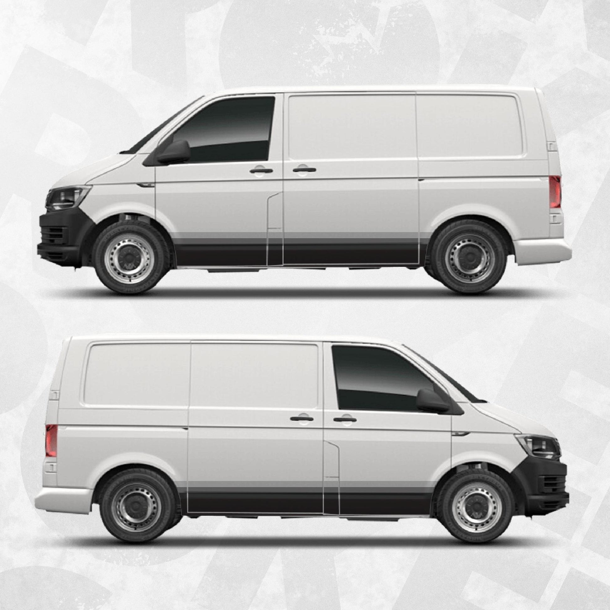 Gray Side Stripe Decal Kit for VW Van Camper – Triple Color Wrap Vinyl Graphics - Fits T4 T5 T6 vans