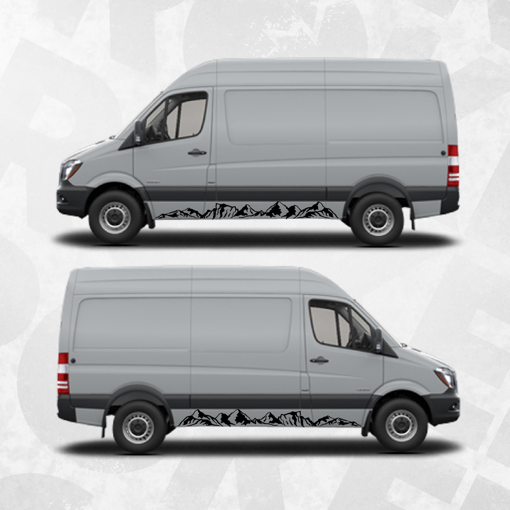 Mountain Side Decals for Sprinter SWB – Adventure Vinyl Rocker Panel G