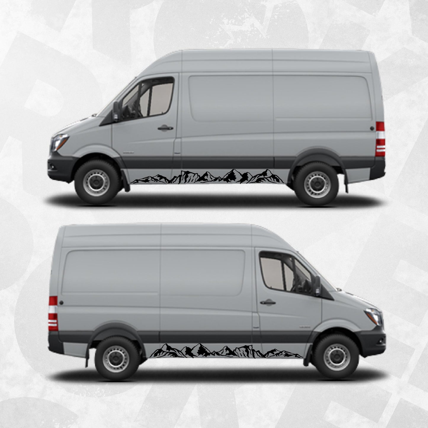 Mountain Side Decals for Sprinter SWB Van – Adventure Vinyl Graphics Rocker Panel