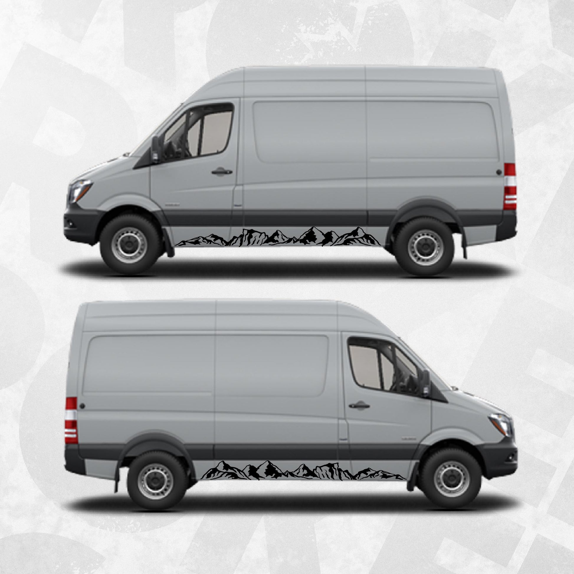 Mountain Side Decals for Sprinter SWB Van – Adventure Vinyl Graphics Rocker Panel