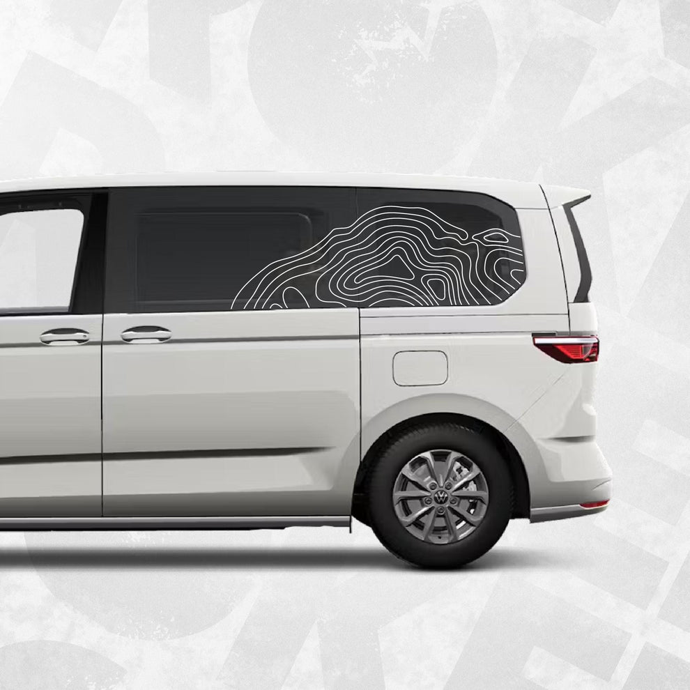 Vw Rear Window Graphics Topographic Rear Window Decal Kit for Volkswagen Multivan T7