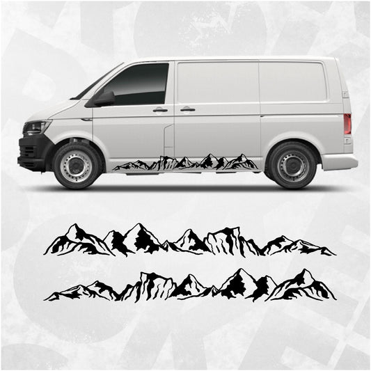 Mountain Side Stripe Decal Kit for VW Transporter T5 T6 – Off-Road Vinyl Graphics Set