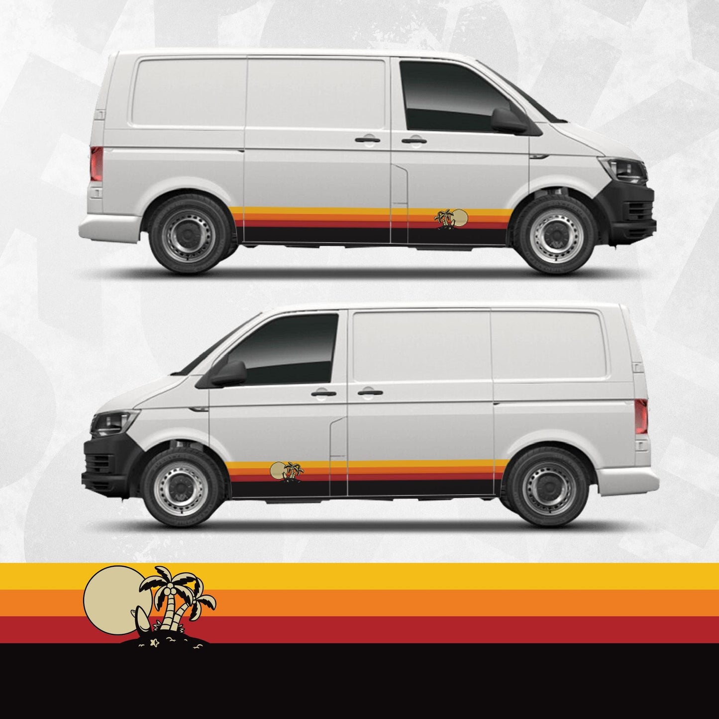 Retro Sunset Stripe Decals for VW Transporter – Fits T4 T5 T6 Vans, Campervan Graphics Beach Pam Theme