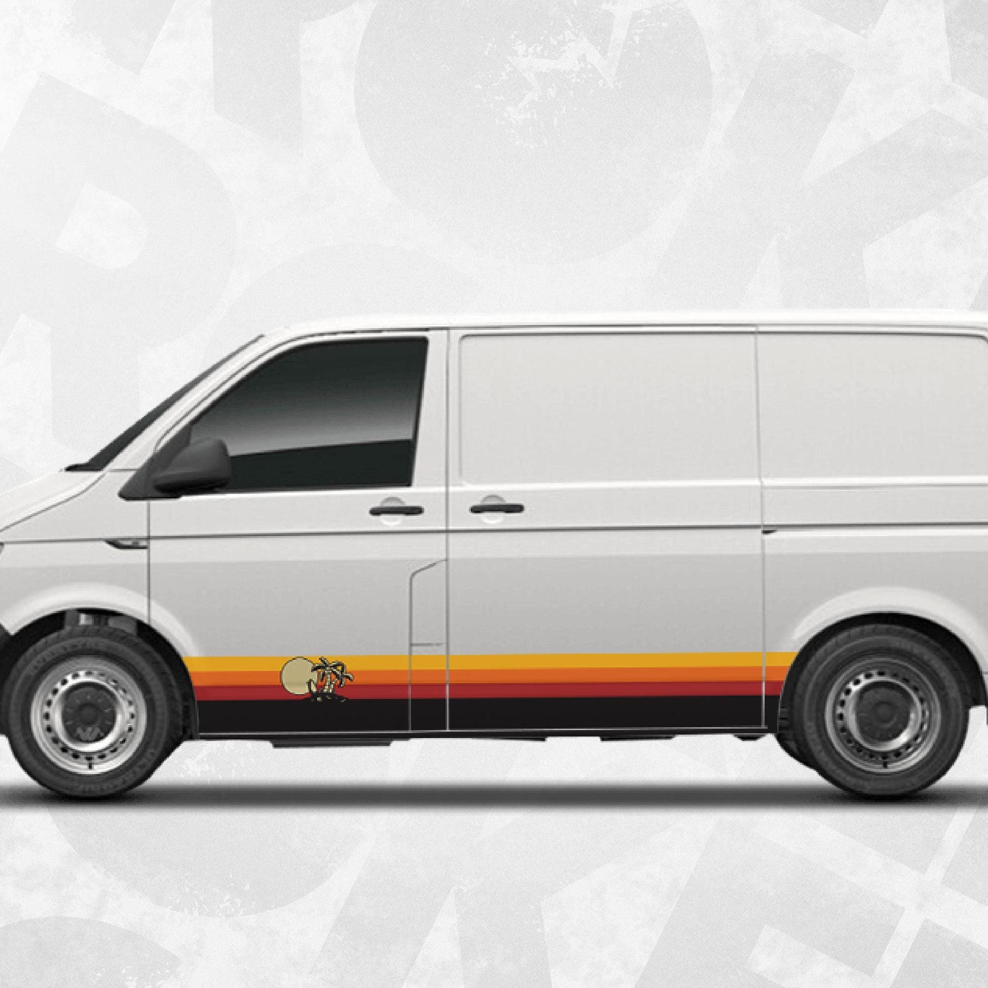 Retro Sunset Stripe Decals for VW Transporter – Fits T4 T5 T6 Vans, Campervan Graphics Beach Pam Theme