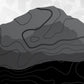 Toyota RAV4 Decals - Mountain Landscape Topographic Map Pattern in Black Scheme - Side Stripe Wrap Kit of 2