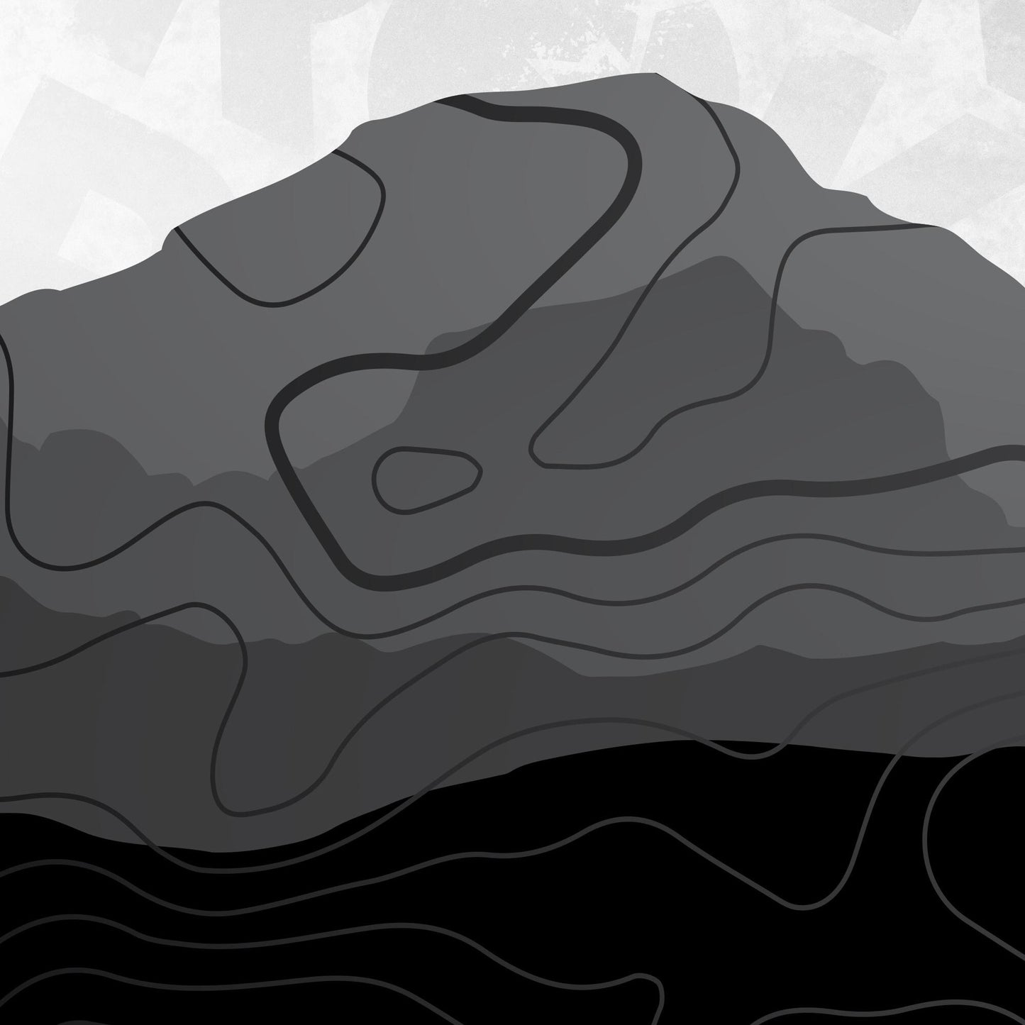 Toyota RAV4 Decals - Mountain Landscape Topographic Map Pattern in Black Scheme - Side Stripe Wrap Kit of 2