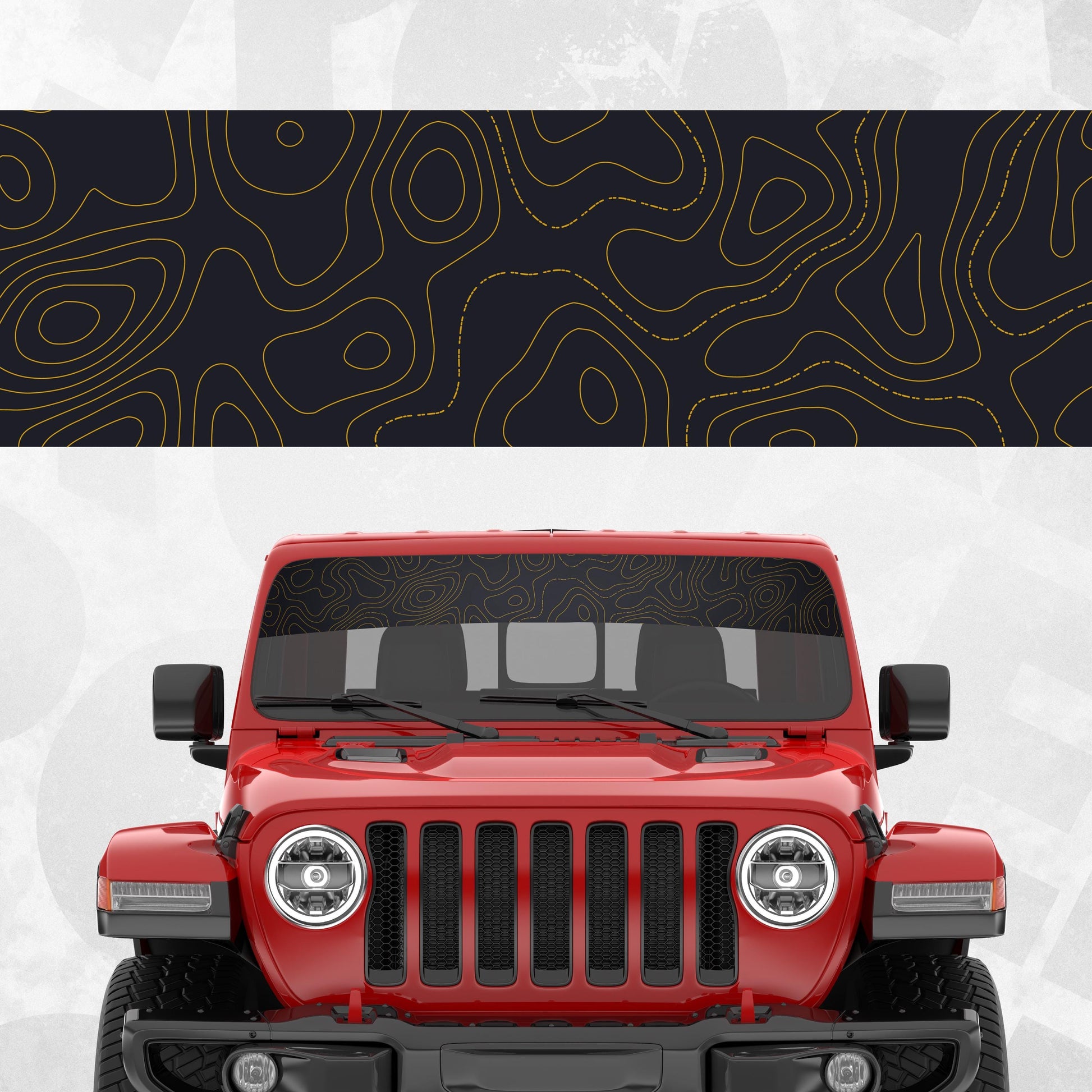 Topographic Windshield Banner Decal – Universal Off-Road Adventure Graphic