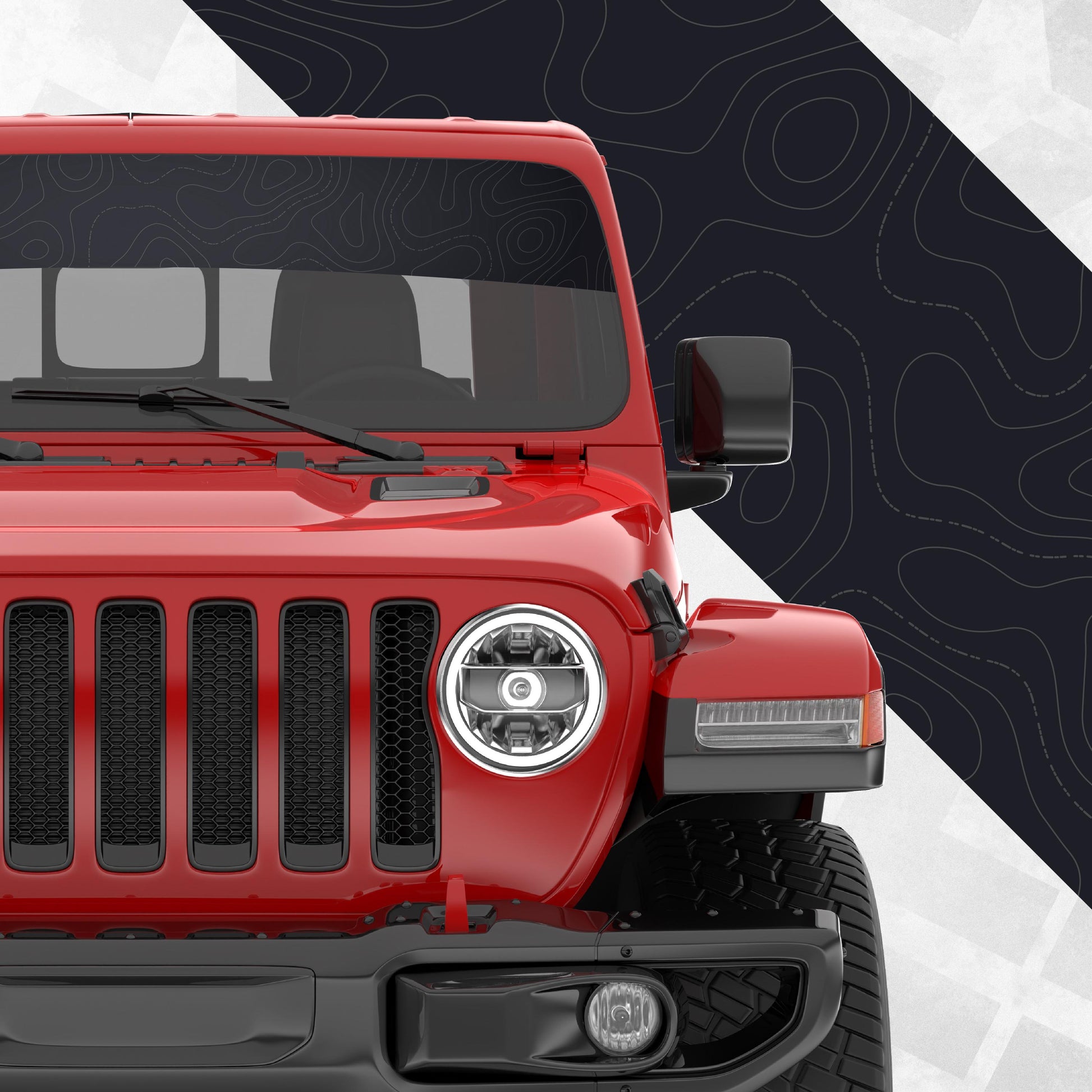 Windshield Car Banner Decal – Topographic Solid Line Design for Cars, SUVs, Trucks, Vans & 4x4