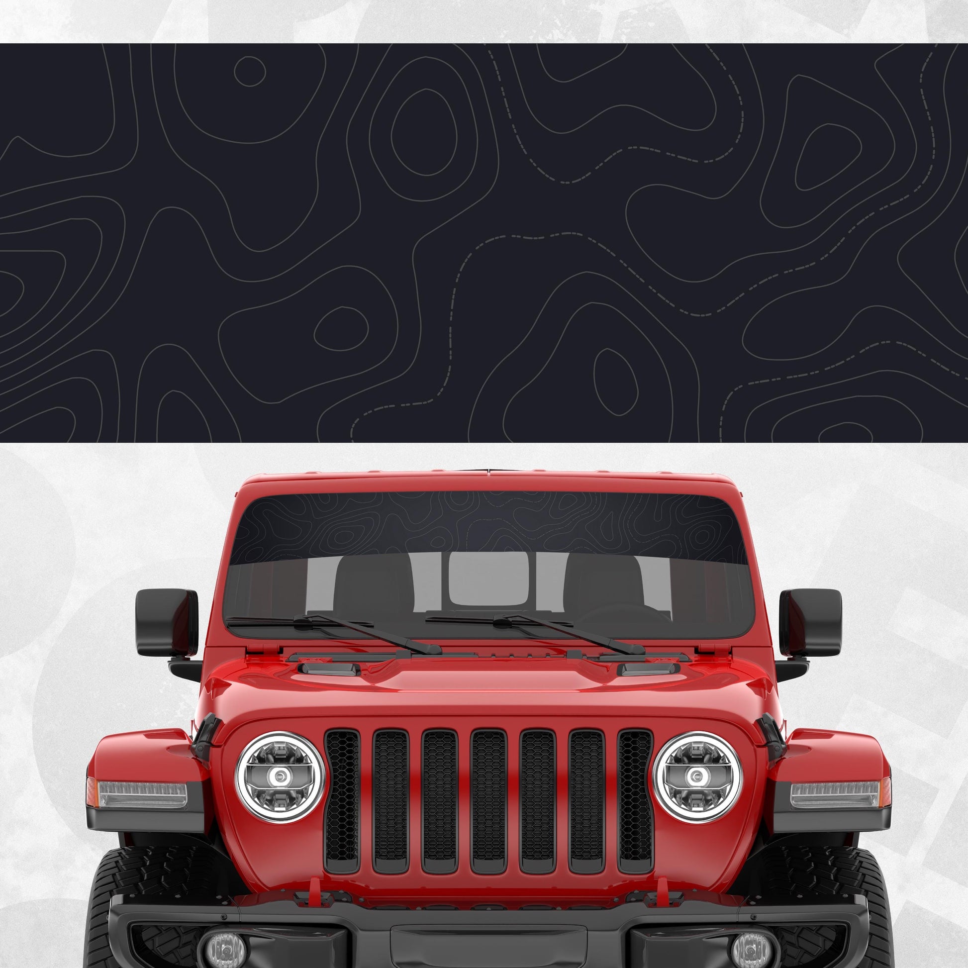 Windshield Car Banner Decal – Topographic Solid Line Design for Cars, SUVs, Trucks, Vans & 4x4