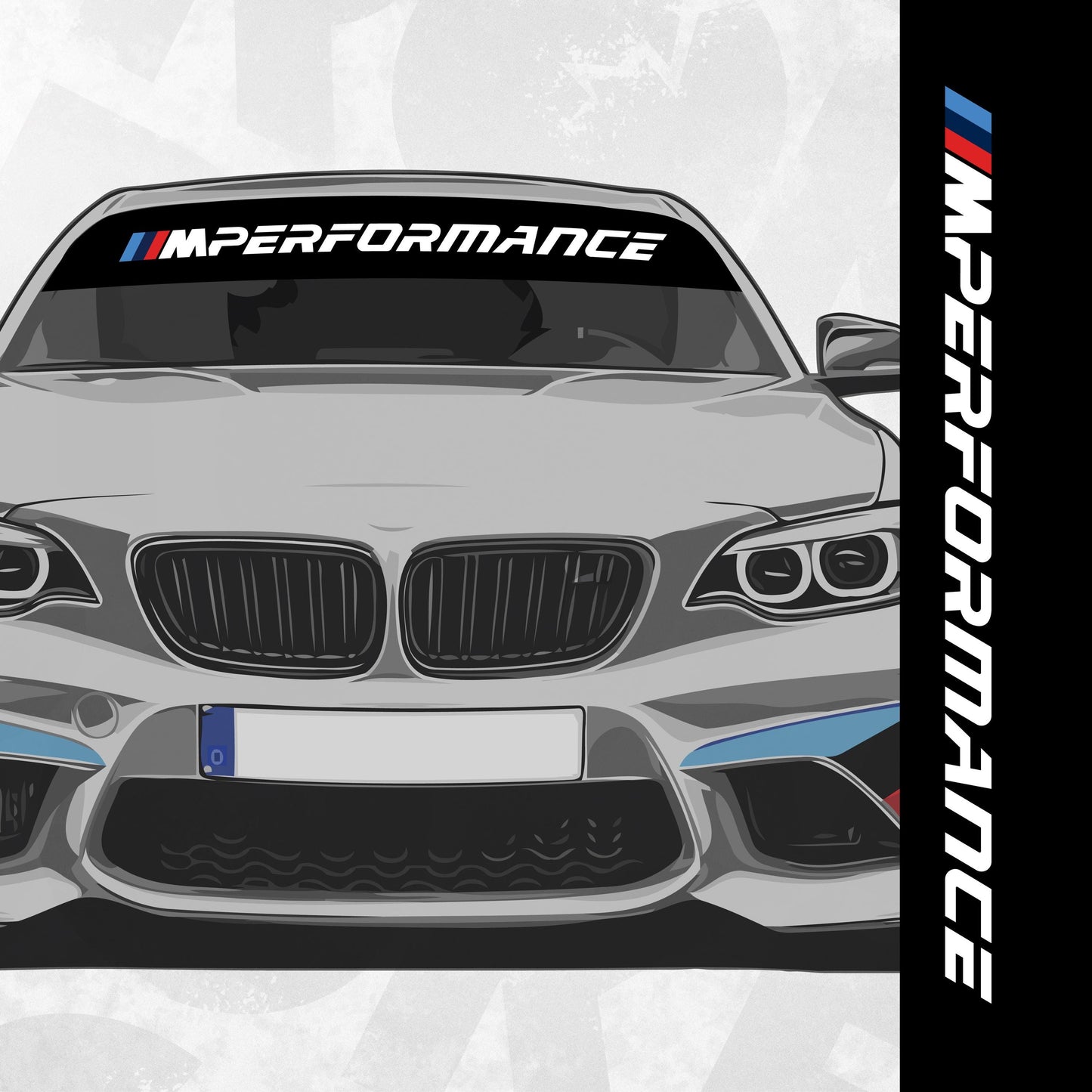 Windshield Banner Compatible with BMW M Performance Models – Vinyl Sun Strip Decal Windscreen