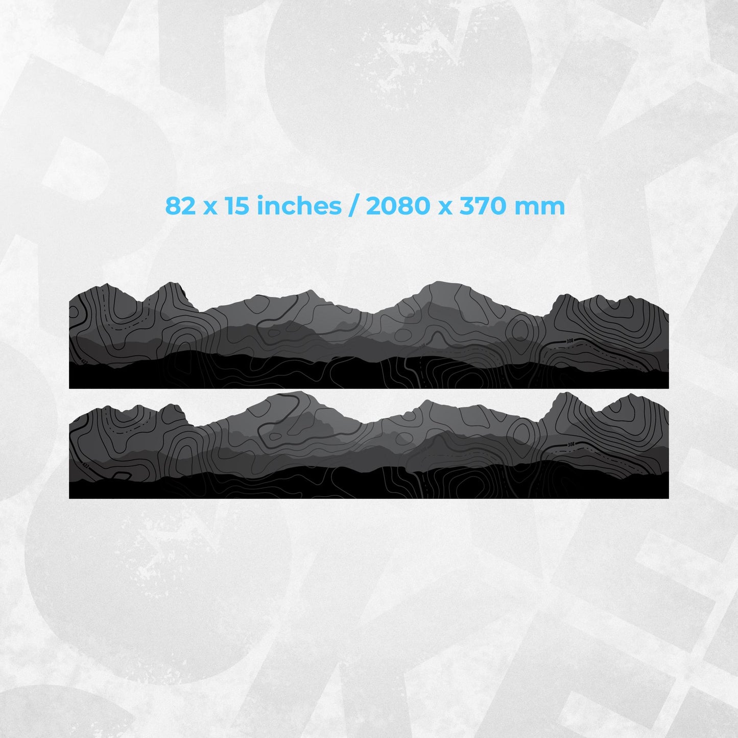 Toyota RAV4 Decals - Mountain Landscape Topographic Map Pattern in Black Scheme - Side Stripe Wrap Kit of 2