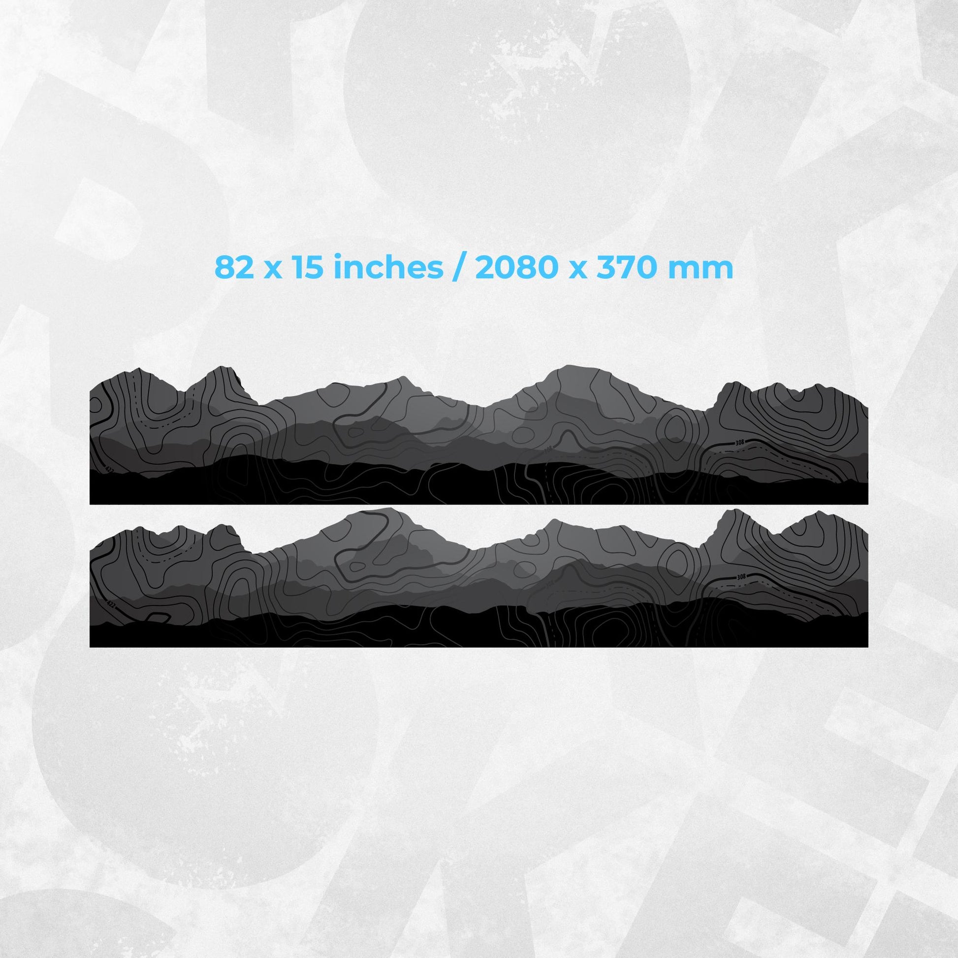 Toyota RAV4 Decals - Mountain Landscape Topographic Map Pattern in Black Scheme - Side Stripe Wrap Kit of 2