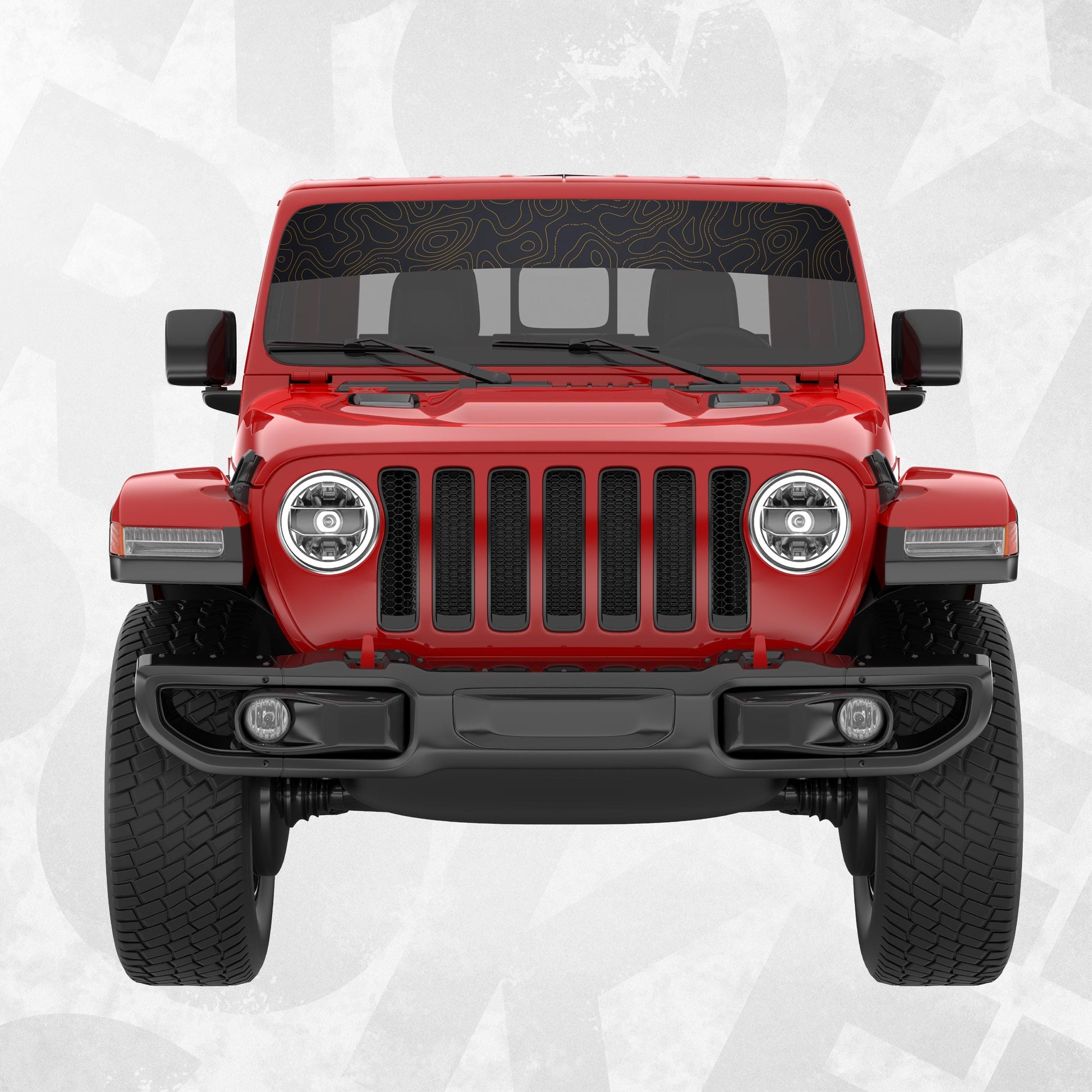 Topographic Windshield Banner Decal – Universal Off-Road Adventure Graphic