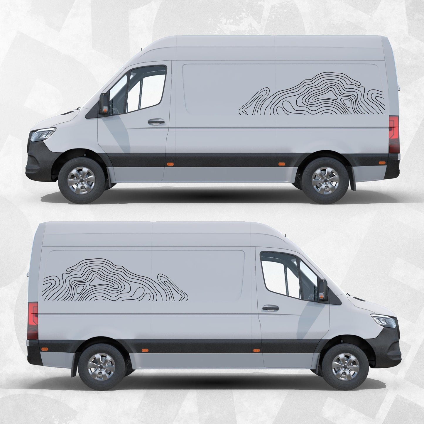 Topographic Van Side Decal Kit for Mercedes Sprinter | Camper Van Graphics | Mountain Contour Vinyl Stickers