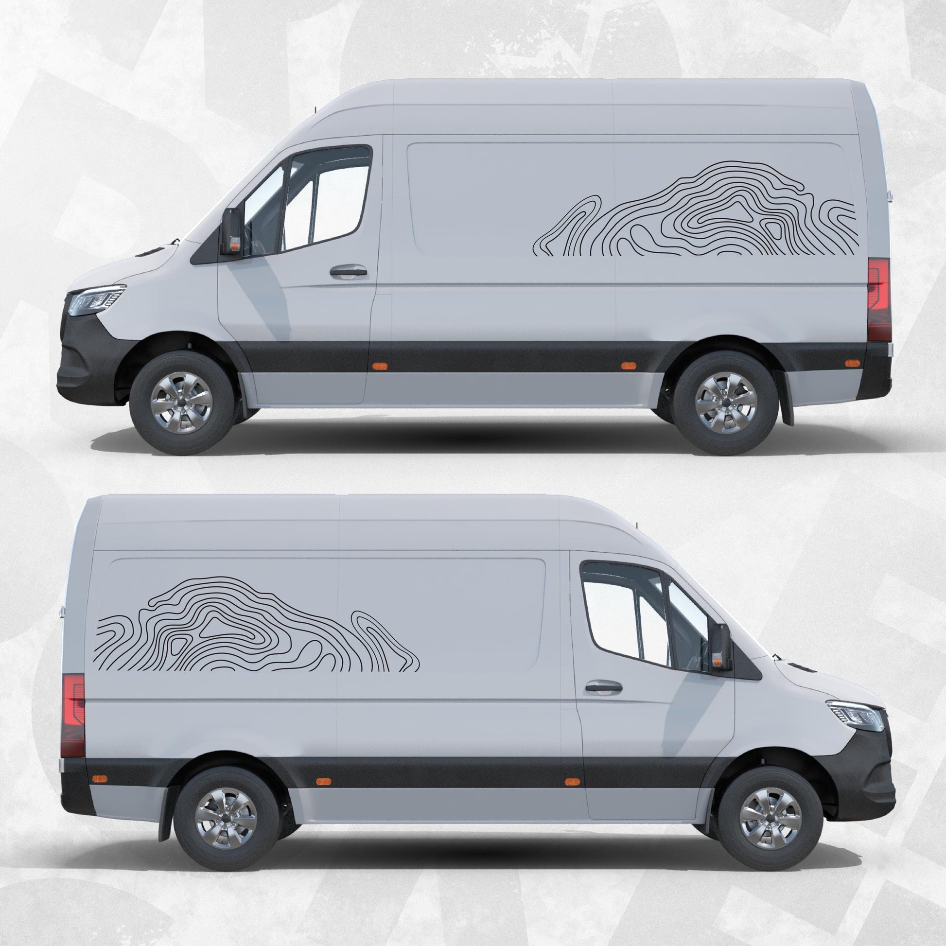 Topographic Van Side Decal Kit for Mercedes Sprinter | Camper Van Graphics | Mountain Contour Vinyl Stickers