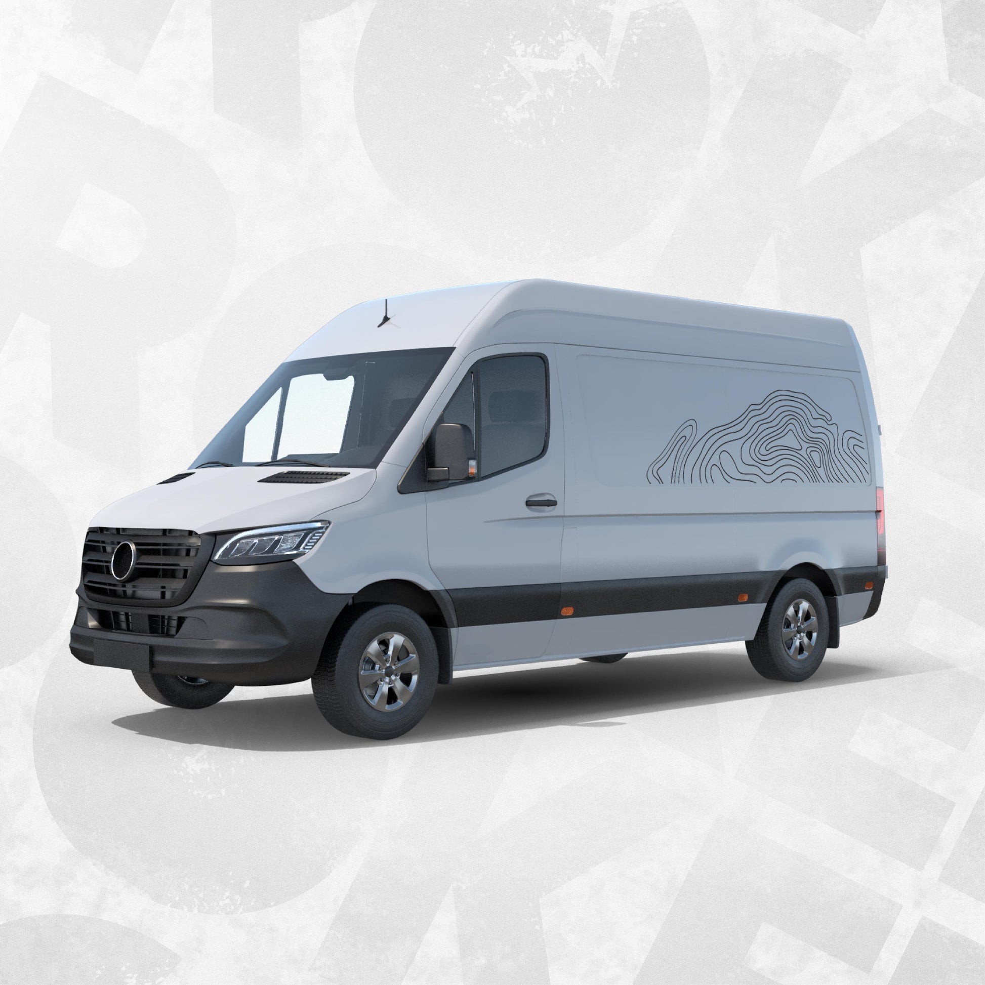 Topographic Van Side Decal Kit for Mercedes Sprinter | Camper Van Graphics | Mountain Contour Vinyl Stickers