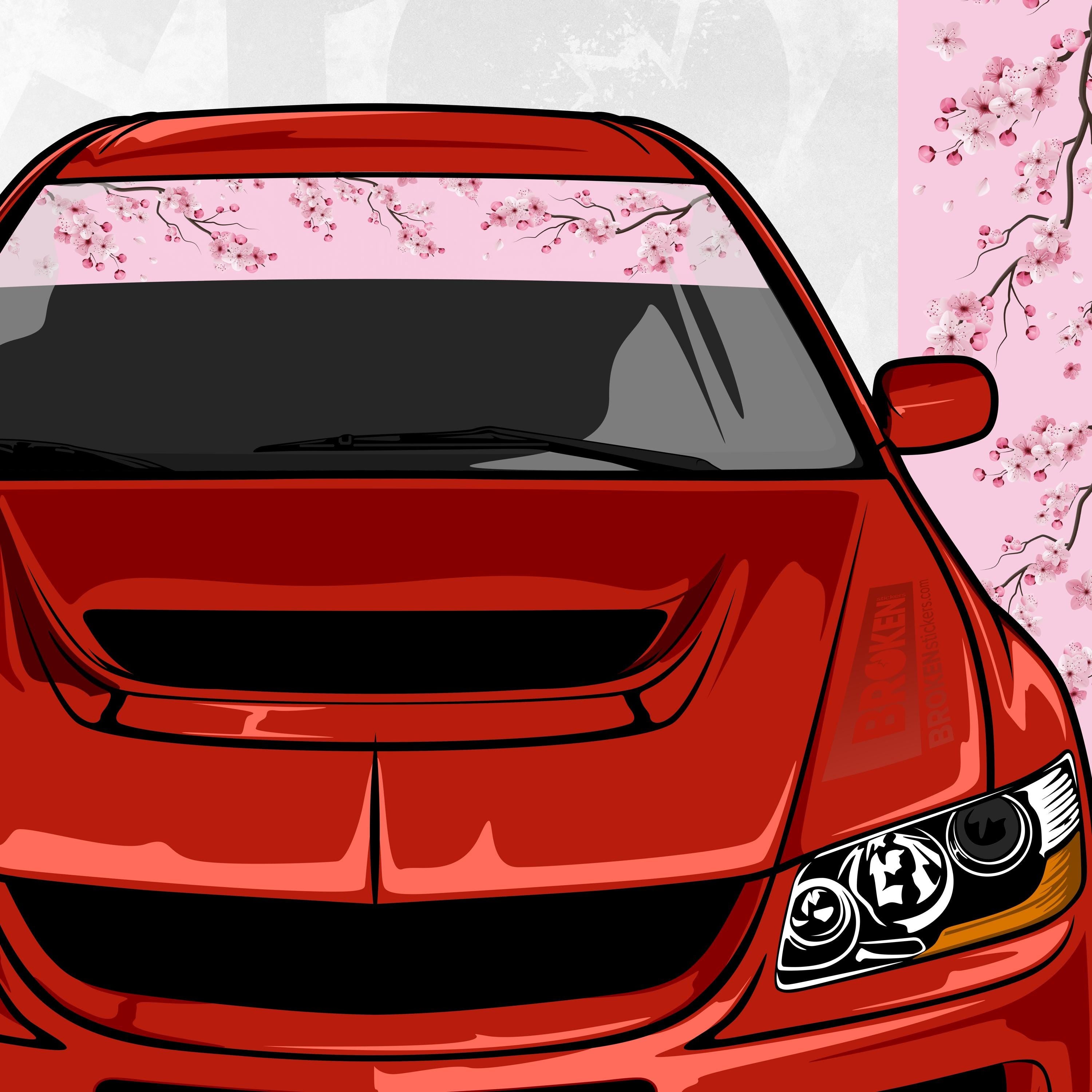 Sakura Windshield Banner – Pink Cherry Blossom JDM Sun Strip | Trim-to