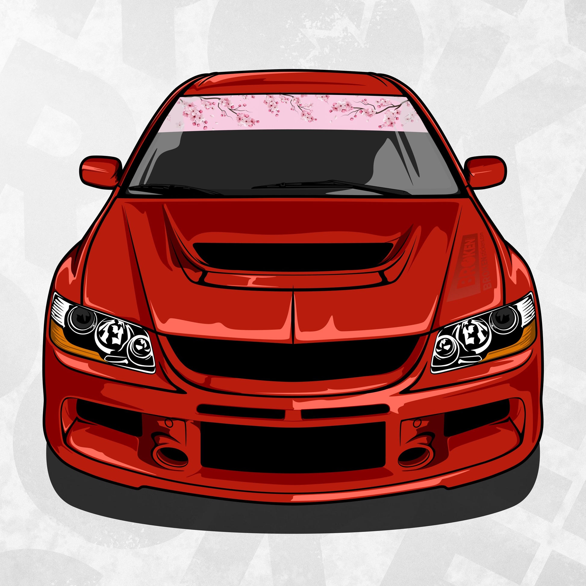 Sakura Windshield Banner – Cherry Blossom Sun Strip | JDM Pink Visor Decal | Universal Trim-to-Fit Printed Vinyl, Laminated